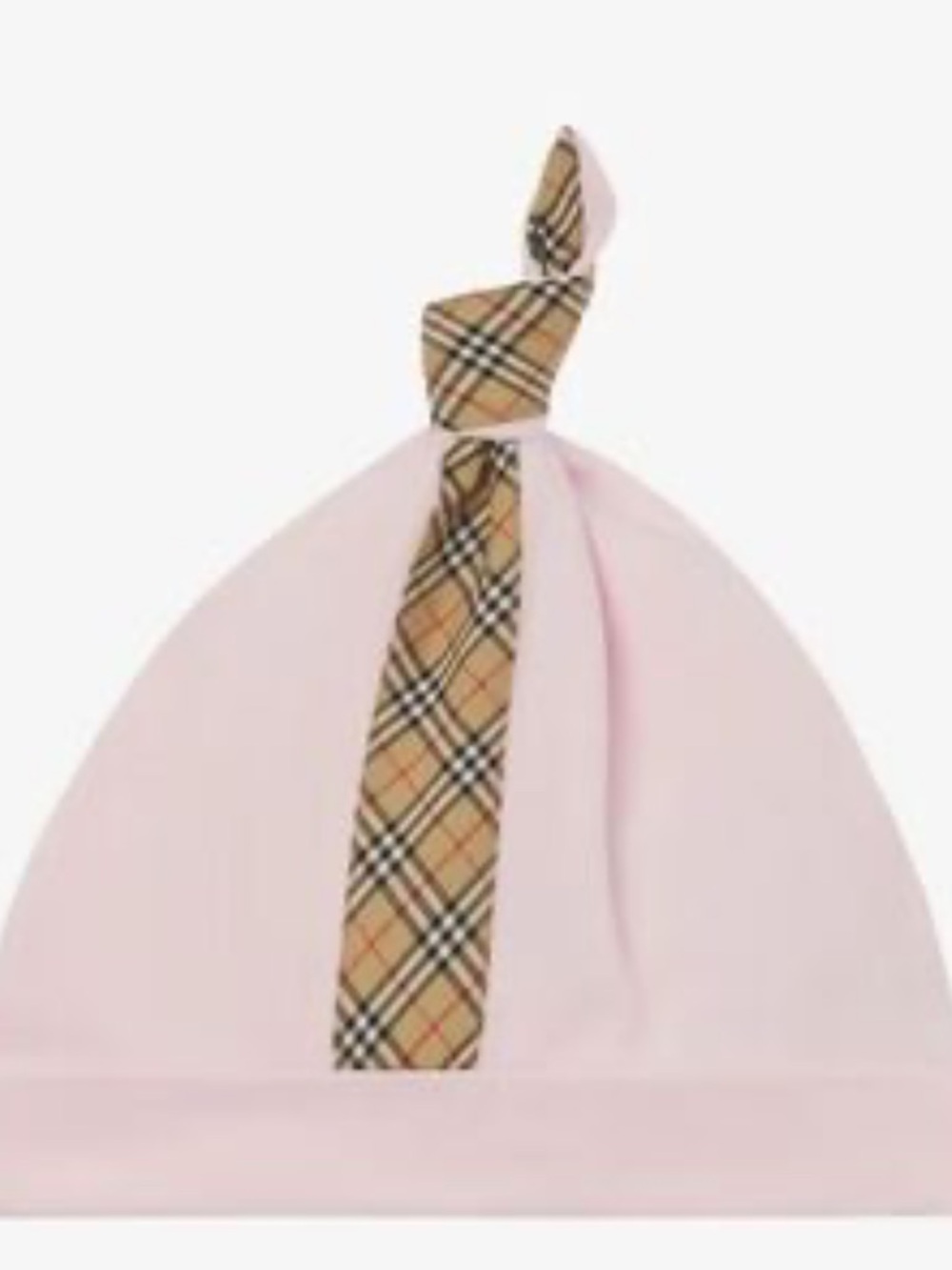 Burberry Baby Pink Knot Cap with Iconic Check Trim 12-18 Mnths